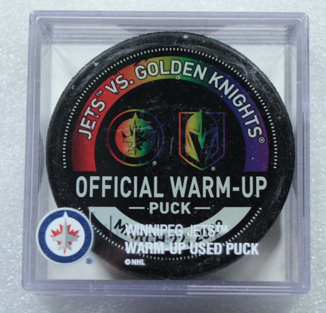 Vegas Golden Knights Winnipeg Jets March 22 2022 Warm Up Puck Pride Night NHL