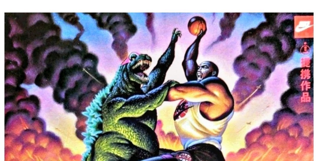 CHARLES BARKLEY💥VS GODZILLA💥 OLD SCHOOL 8.5×11 ULTRA GLOSSY COLOR ART POSTER🔥