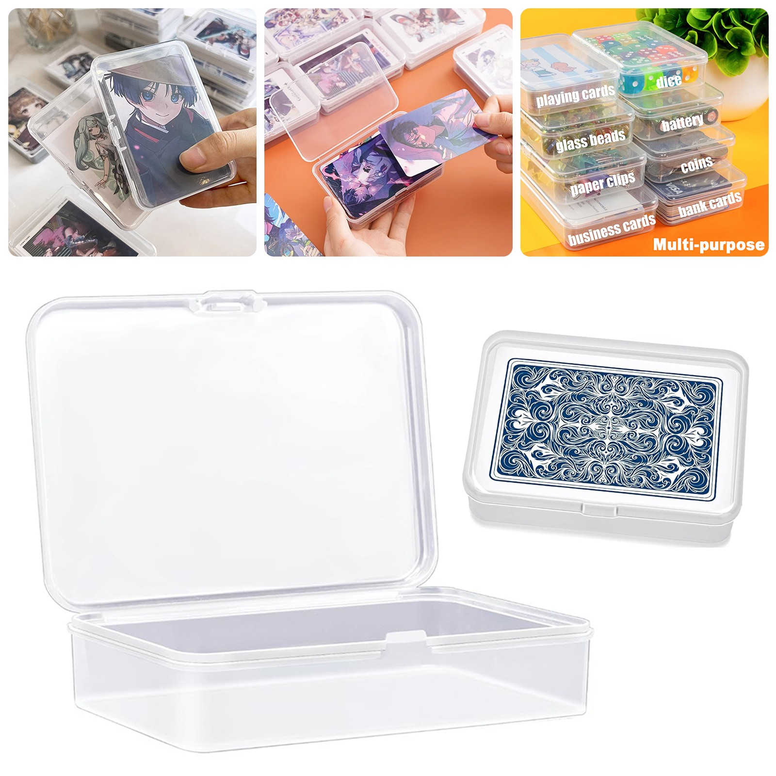 1-50Pack Trading Card Deck Cases Clear Plastic Game Card Box Holder Organizer