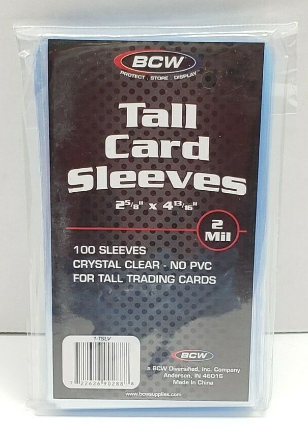 500 Pack- BCW Tall Trading Card Soft Sleeves 2-5/8 x 4-13/16 Clear Widevision