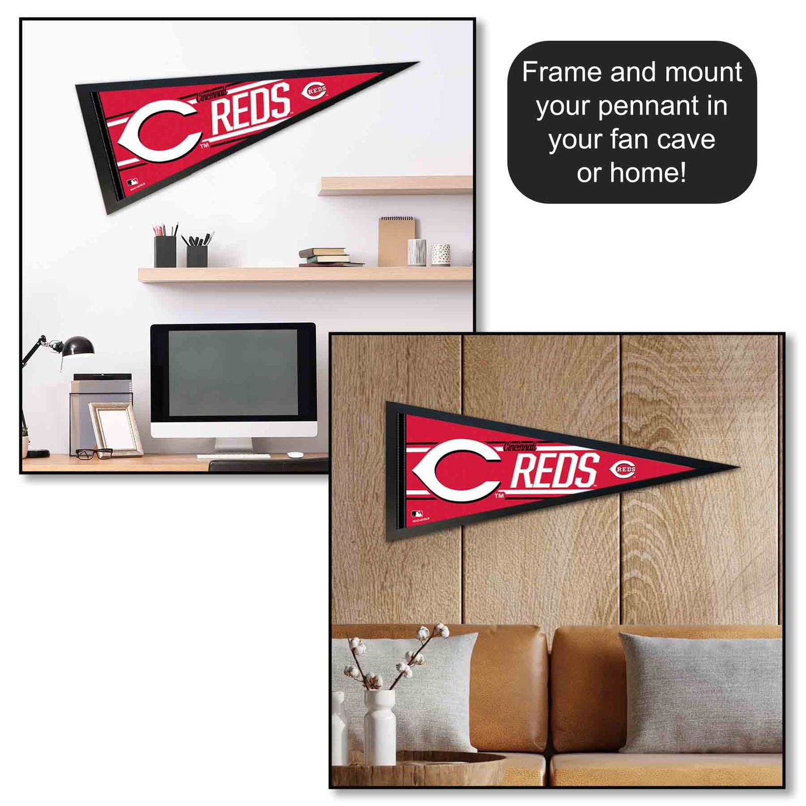 Cincinnati Reds MLB 12 in X 30 in Pennant