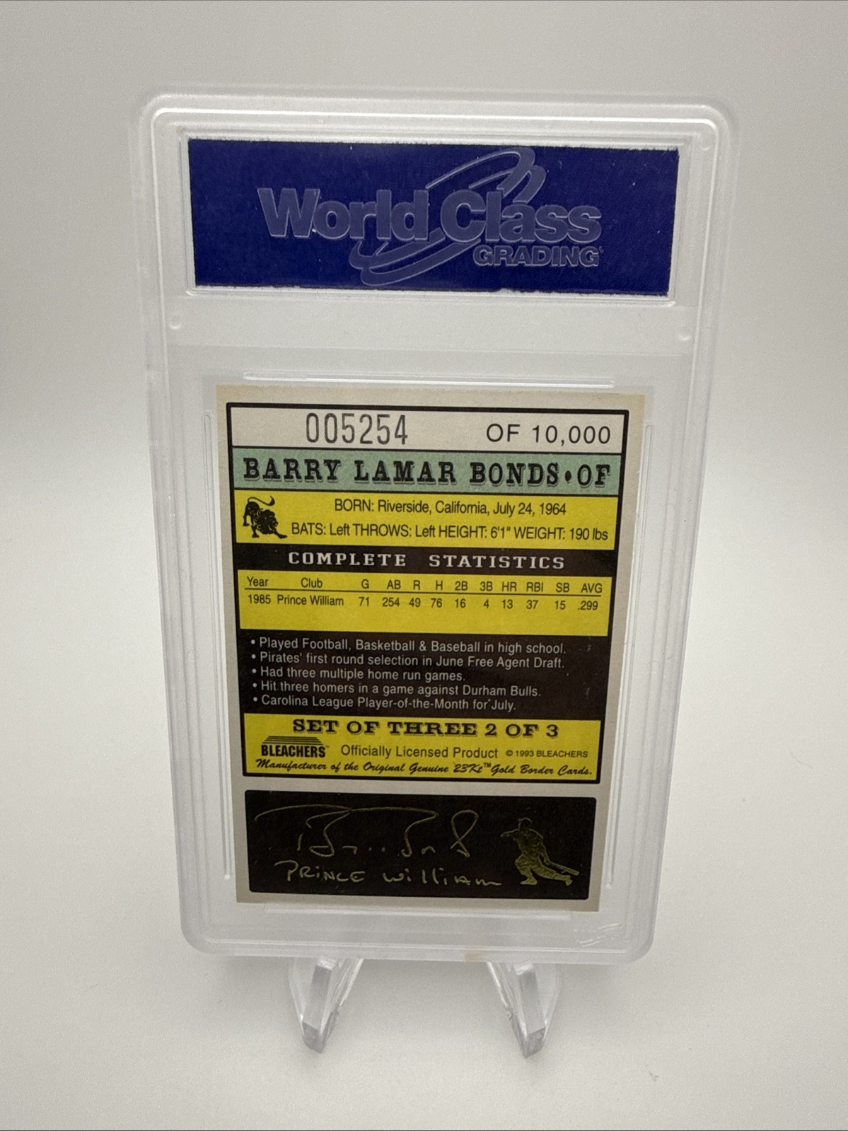 BARRY BONDS 1993 Bleachers 23KT Gold Border Full Set of 4 – WCG 10 (Gem Mint)