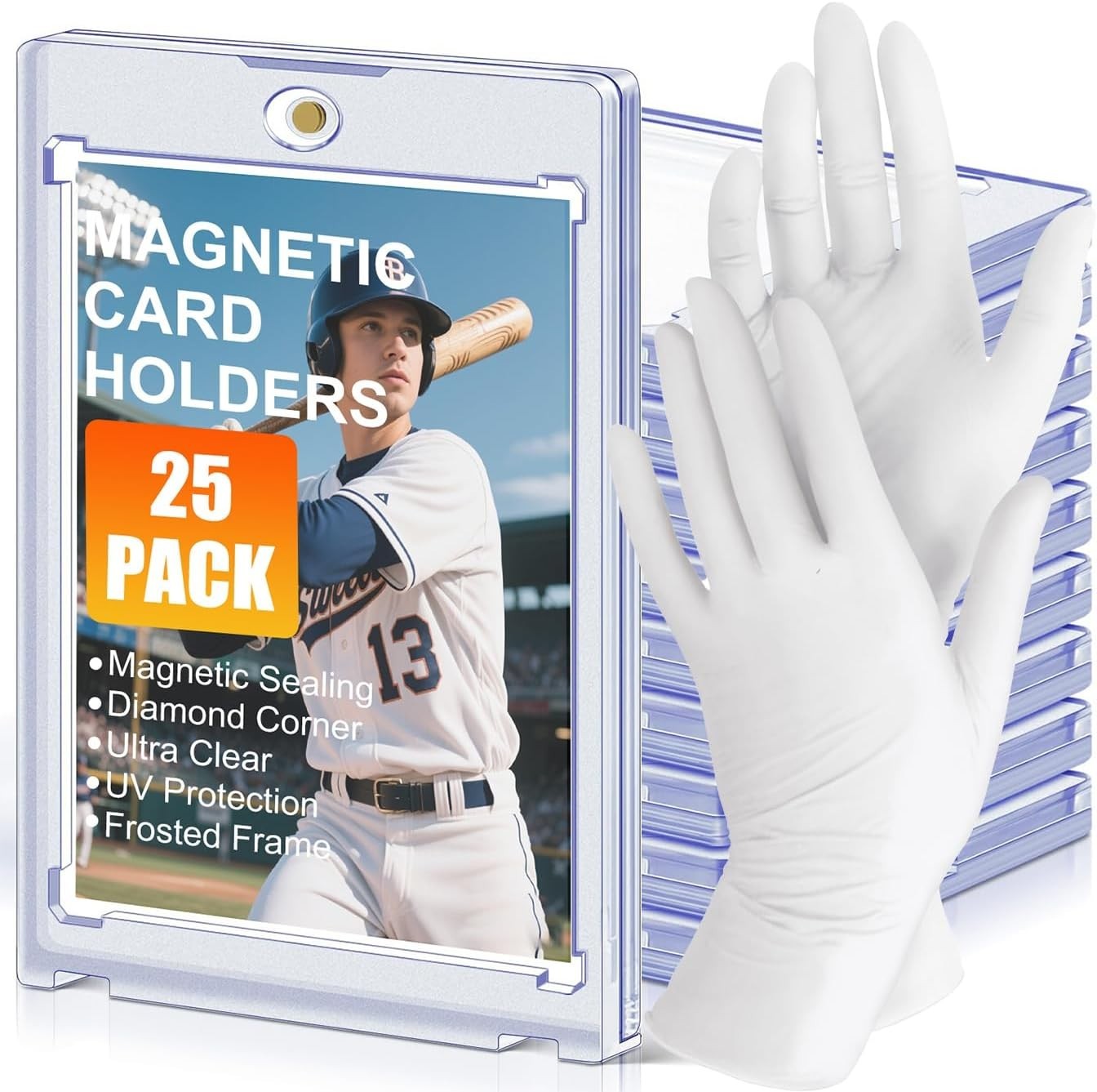 35pt Magnetic Card Holders for Trading Cards,UV Hard Plastic Sports Display C…