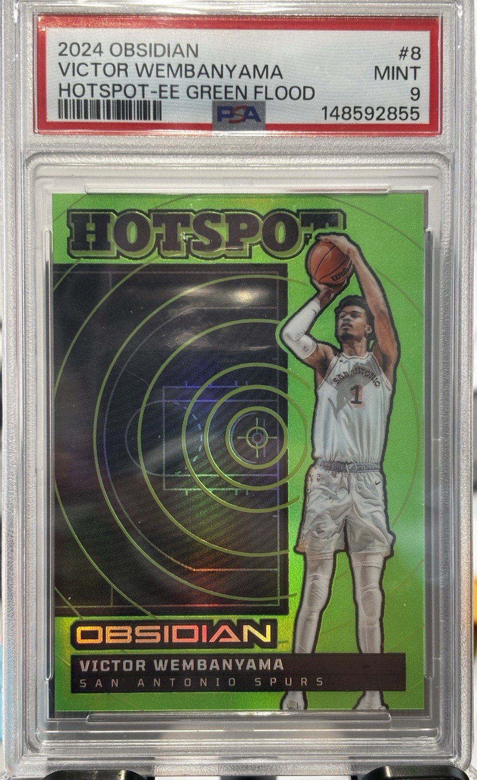 2024-25 Panini Obsidian Hotspot Victor Wembanyama #8 Green Flood /25 POP 4