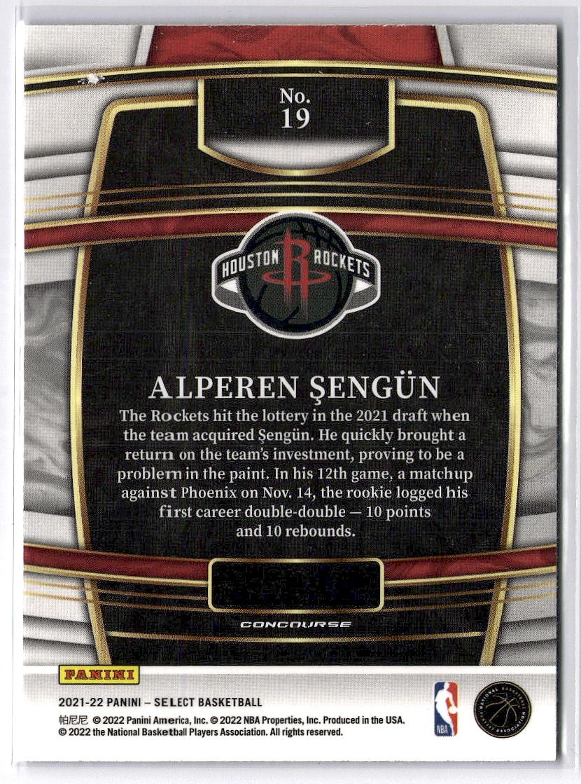 2021-22 Panini Select #19 Alperen Sengun Blue (Retail Base) Rookie RC