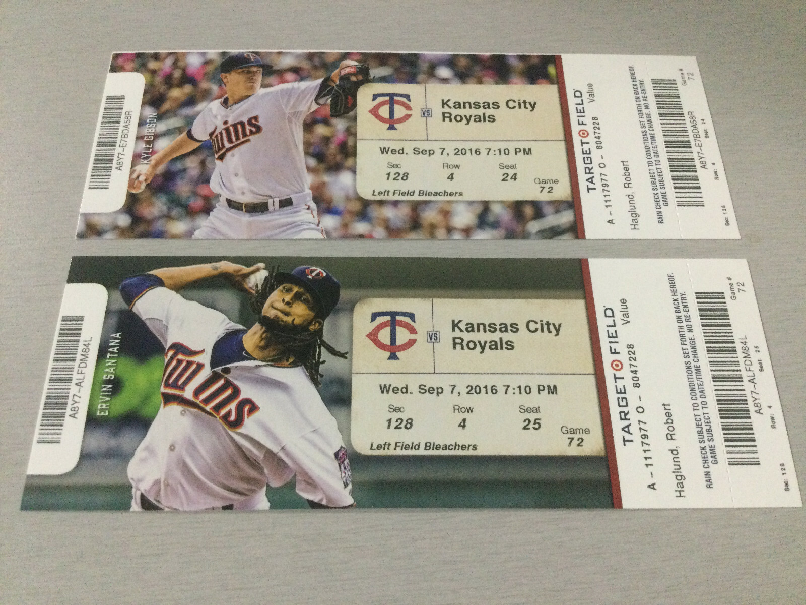 TWINS 2016 TICKET STUB 9/7/16 VS ROYALS~Alex Wimmers FIRST WIN