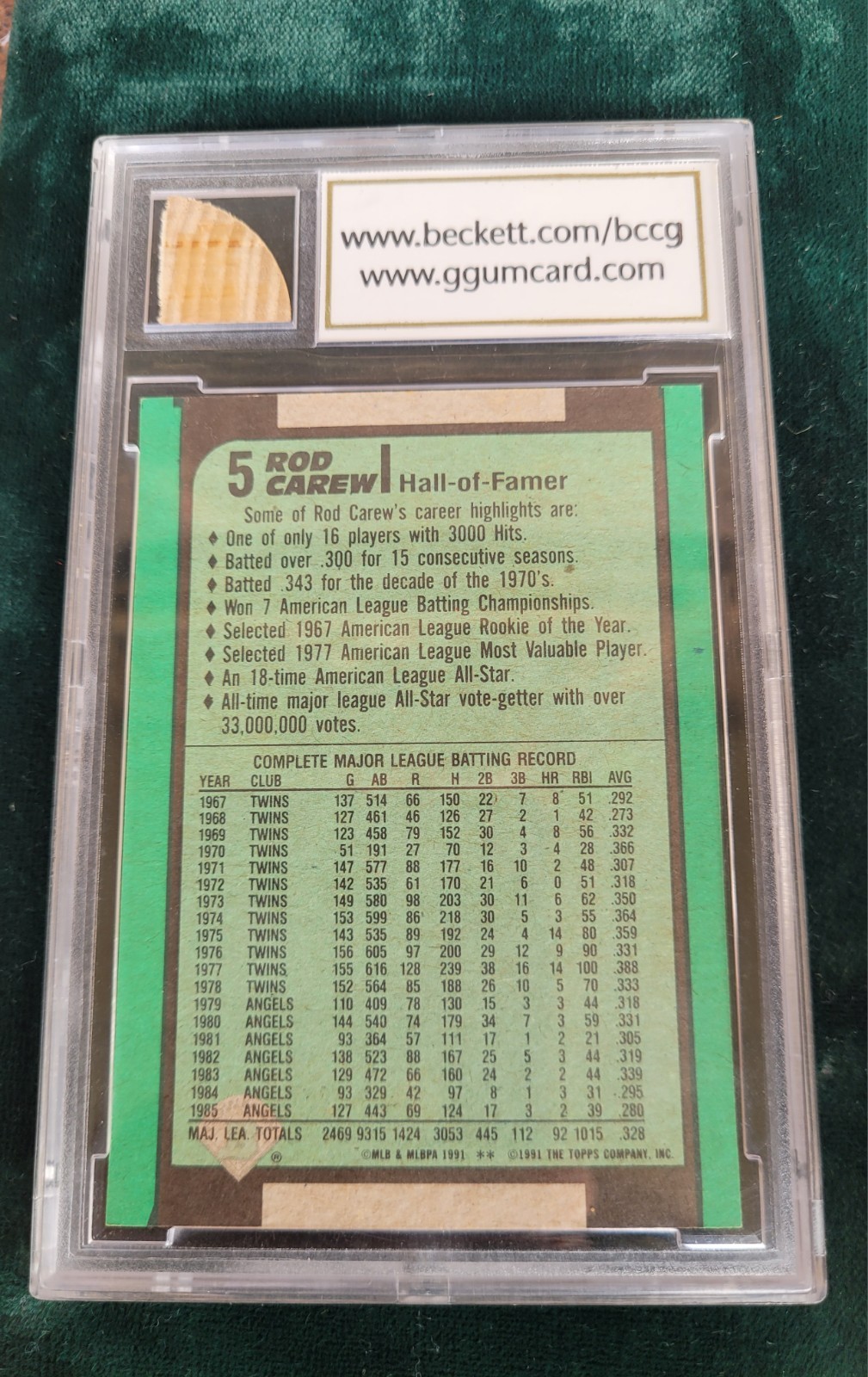 Rod Carew 1991 Bowman #5 Hall-of-Famer Baseball BCCG 10 Mint Or Better