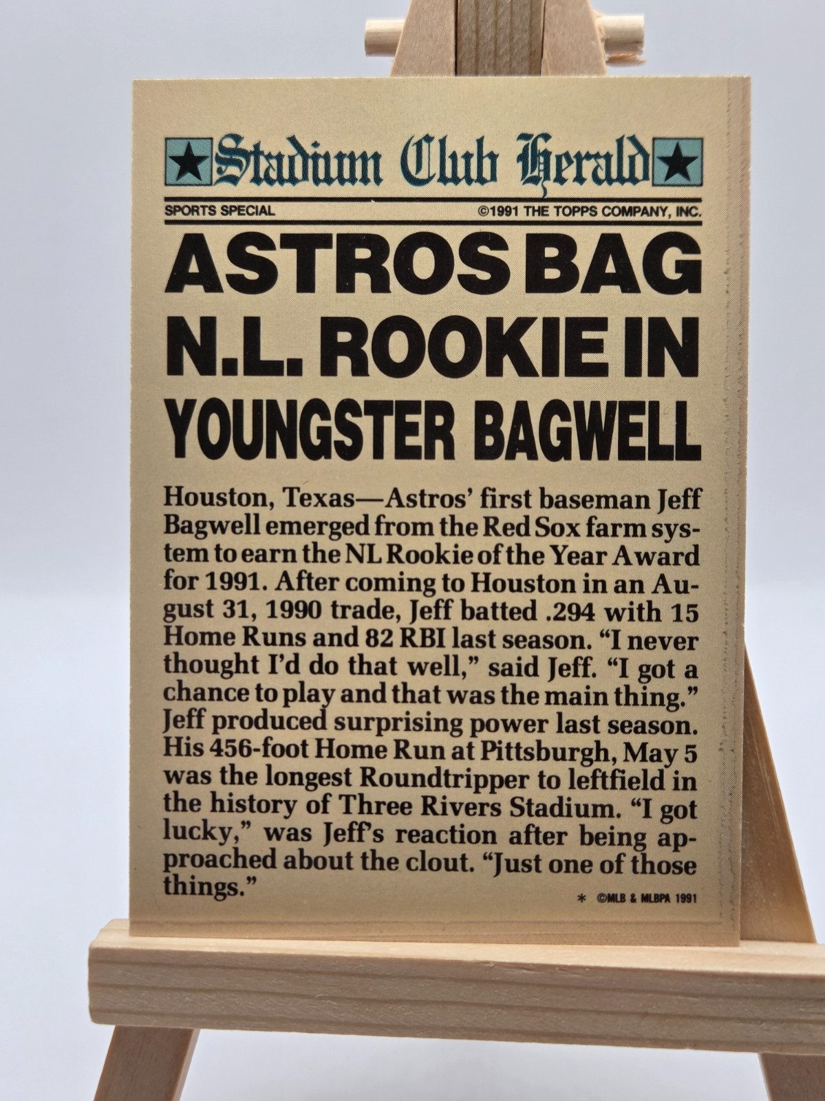 1991 Topps Stadium Club Jeff Bagwell Members Only Rookie RC NNO Astros HOF