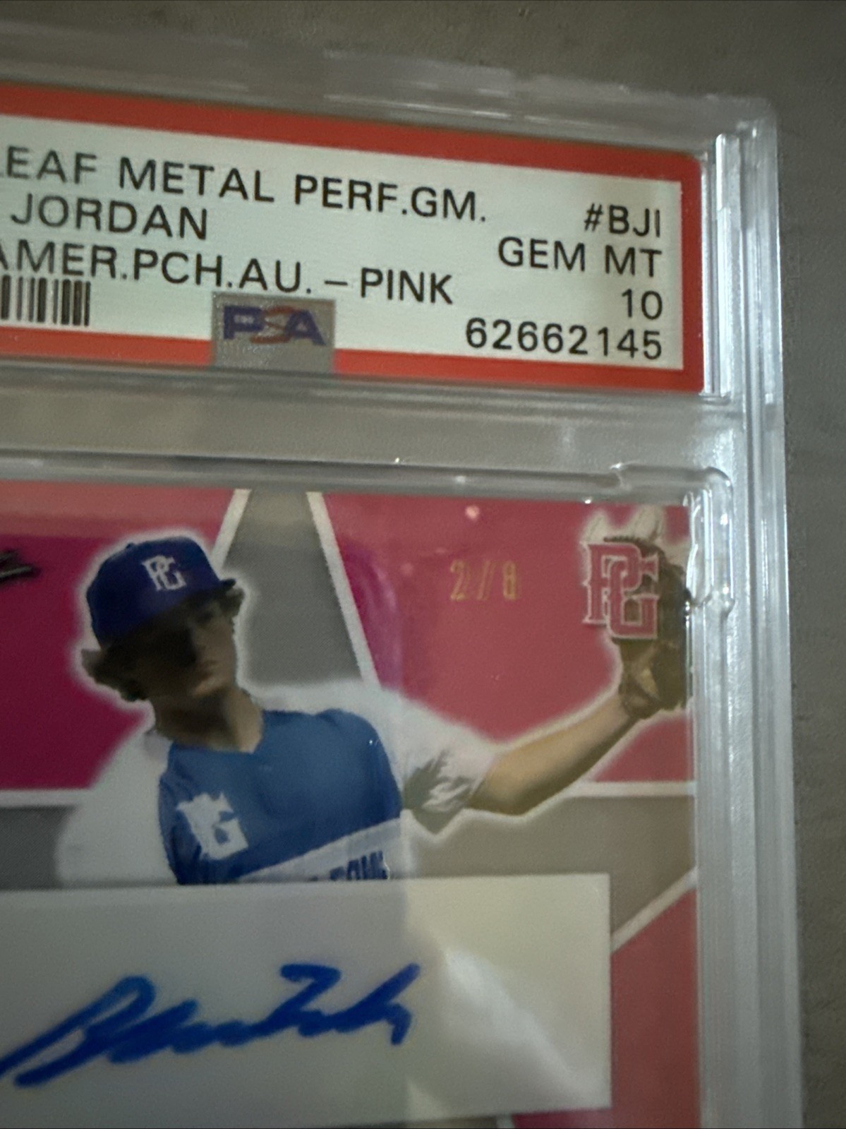 2019 Leaf Metal Blaze Jordan All American Patch Auto Pink /8 PSA 10 Gem Mint