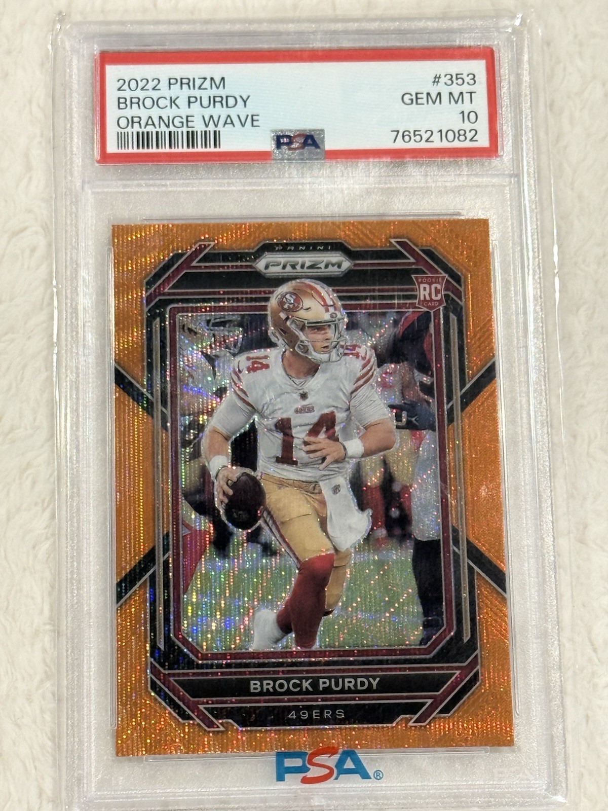 Panini 2022 Prizm Rookie Brock Purdy #353 Orange Wave /60 PSA 10 49ers