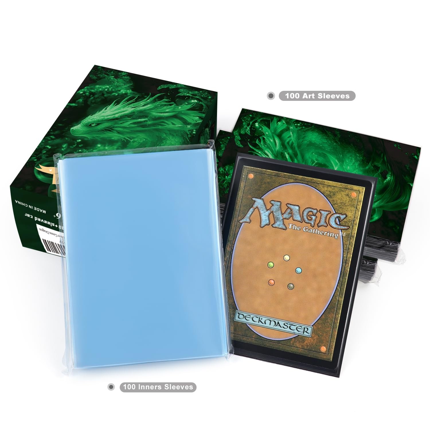 Katomula 100 MTG Card Sleeves with 100 Inner Sleeves, Textured Back Art Sleev…