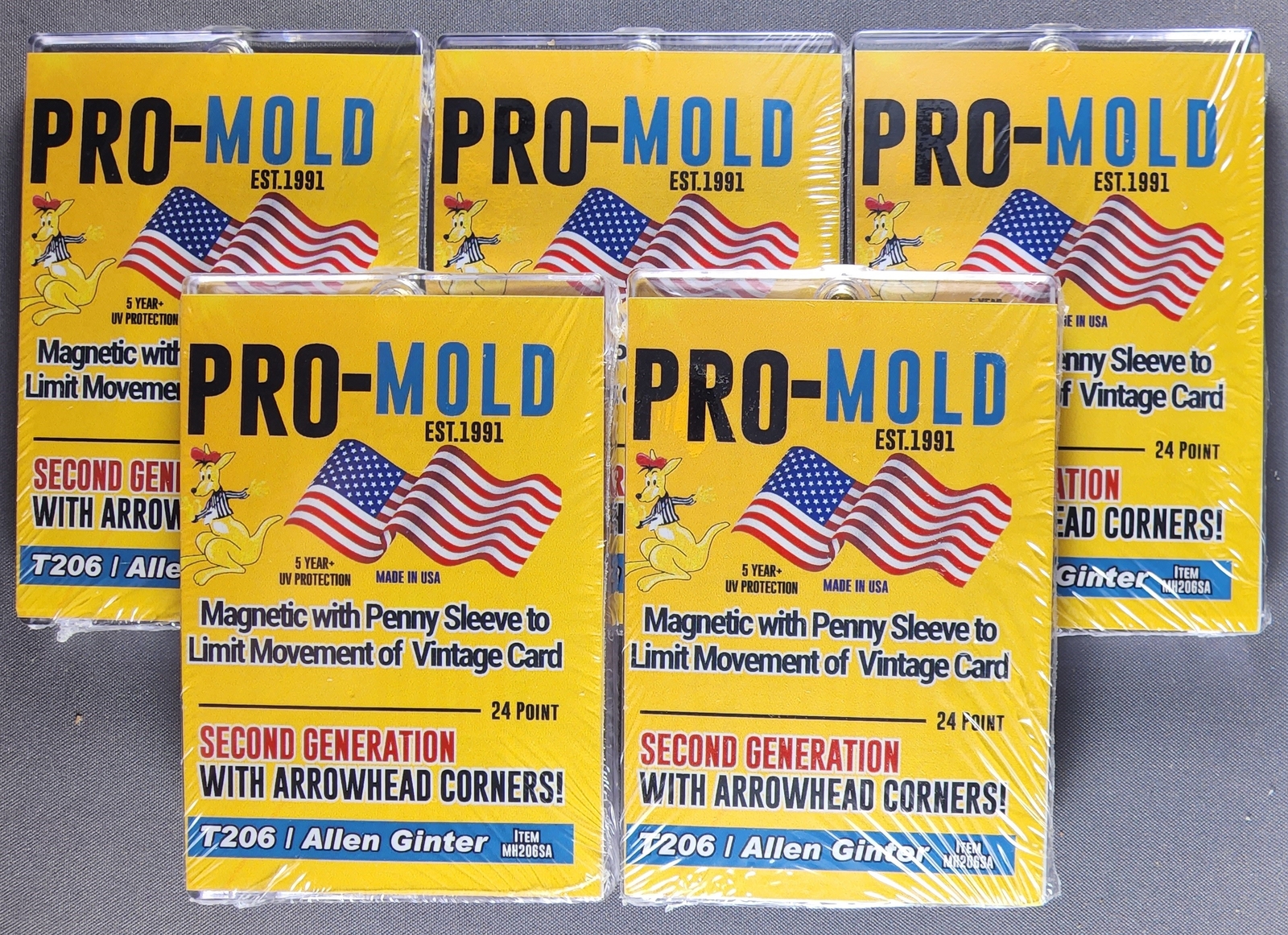 5x Pro Mold MH206SA Tobacco Card T206 w/ Sleeve 24pt Magnetic Holder One Touch