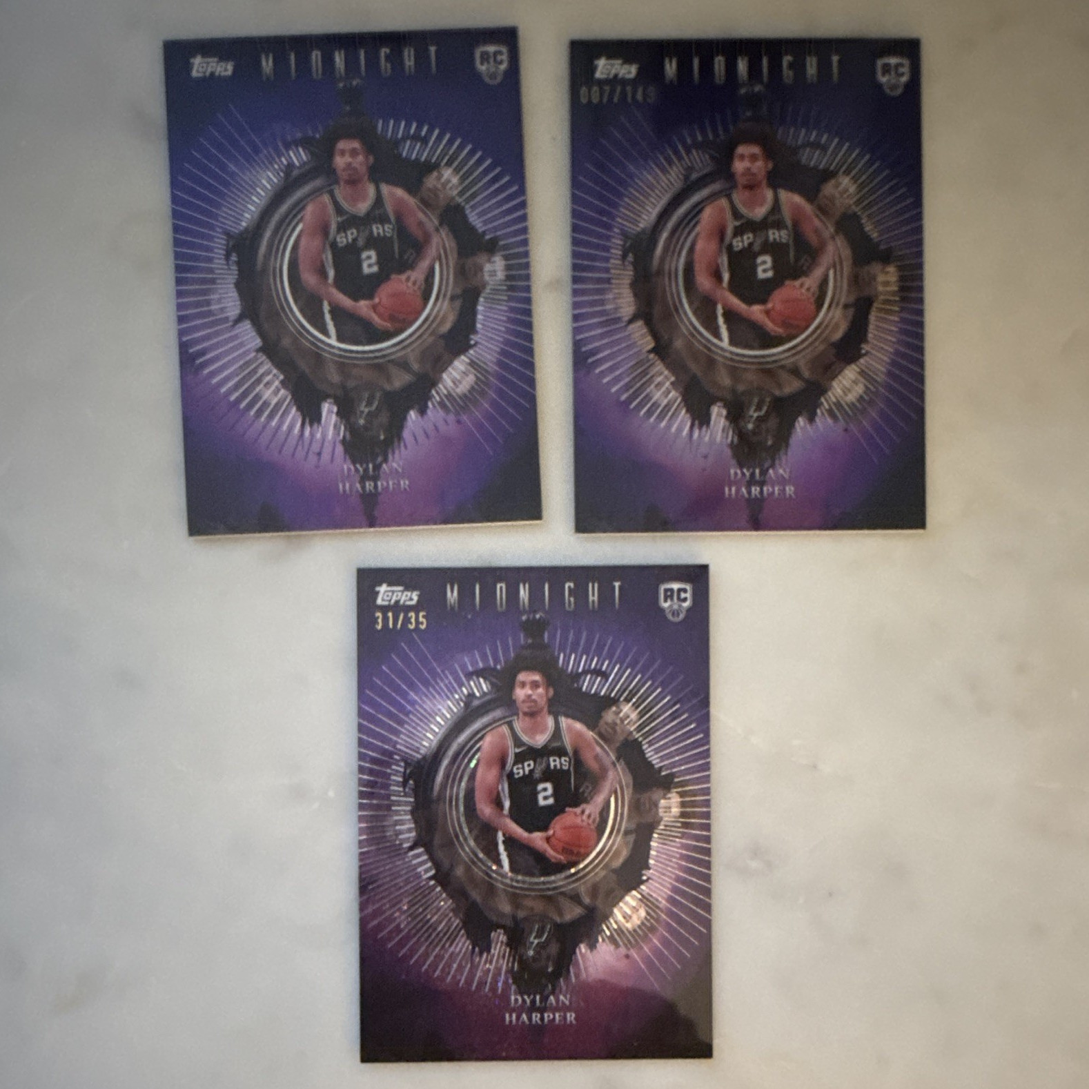 Dylan Harper Rookie 2025 Midnight Insomnia /149 /35 IN-17 Serial # Lot (3)