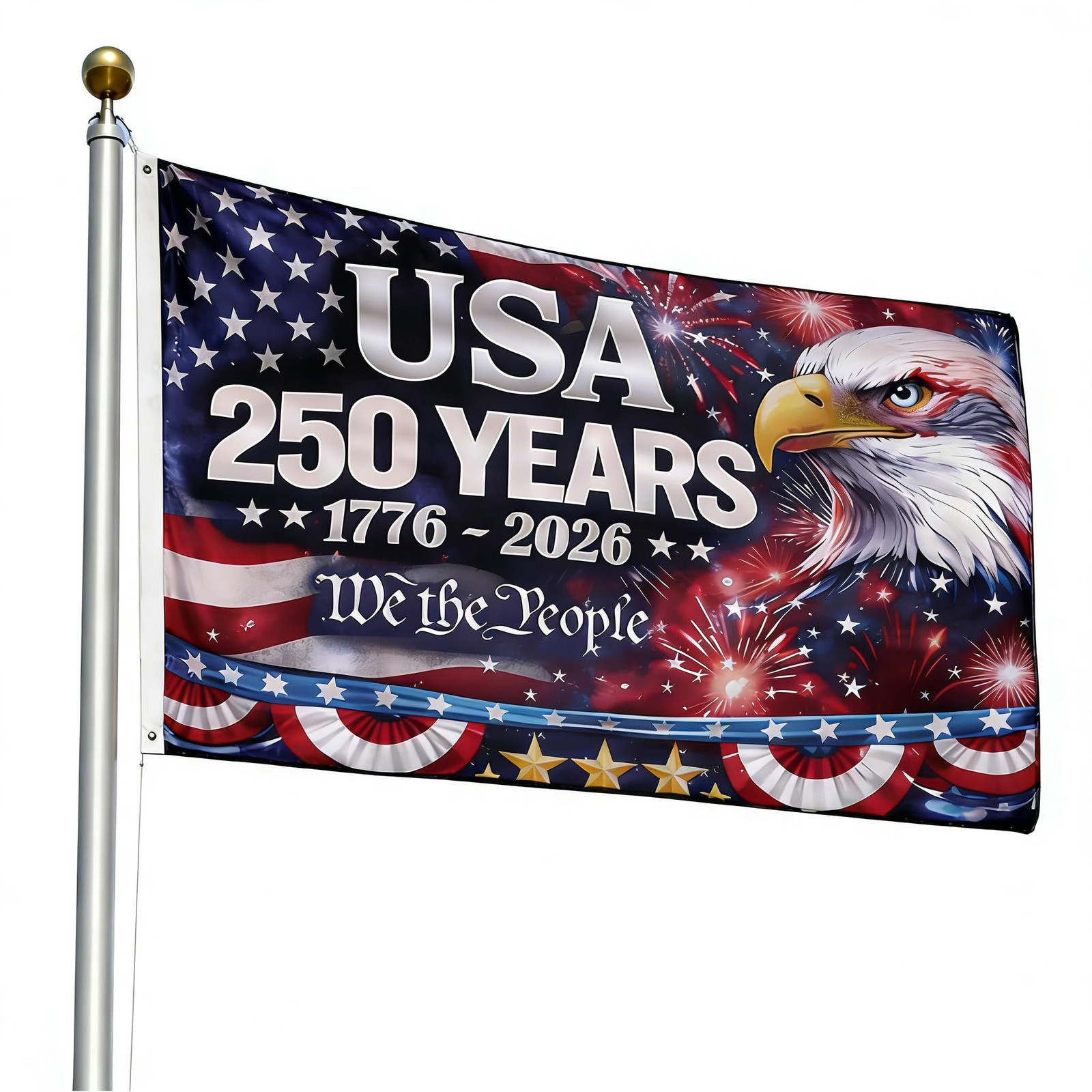 250 Anniversary Usa Flag, Commemorative House Flags, Two-sided 3×5 Ft, D