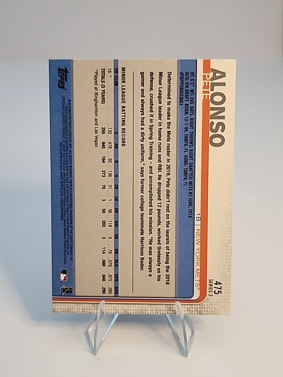 2019 Topps #475 Pete Alonso RC Rookie #3