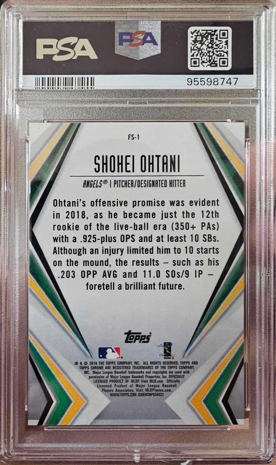 2019 Topps Chrome Shohei Ohtani #FS-1 Future Stars – PSA 10