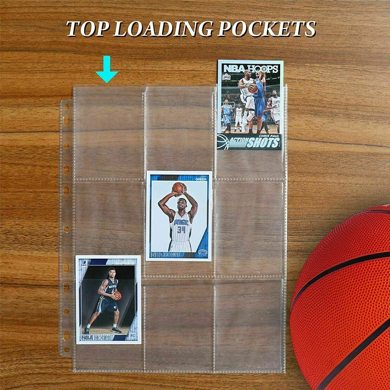 Trading Card Album Binder Protector Pages Sleeves 18 Pocket 100 Sheets Baseball