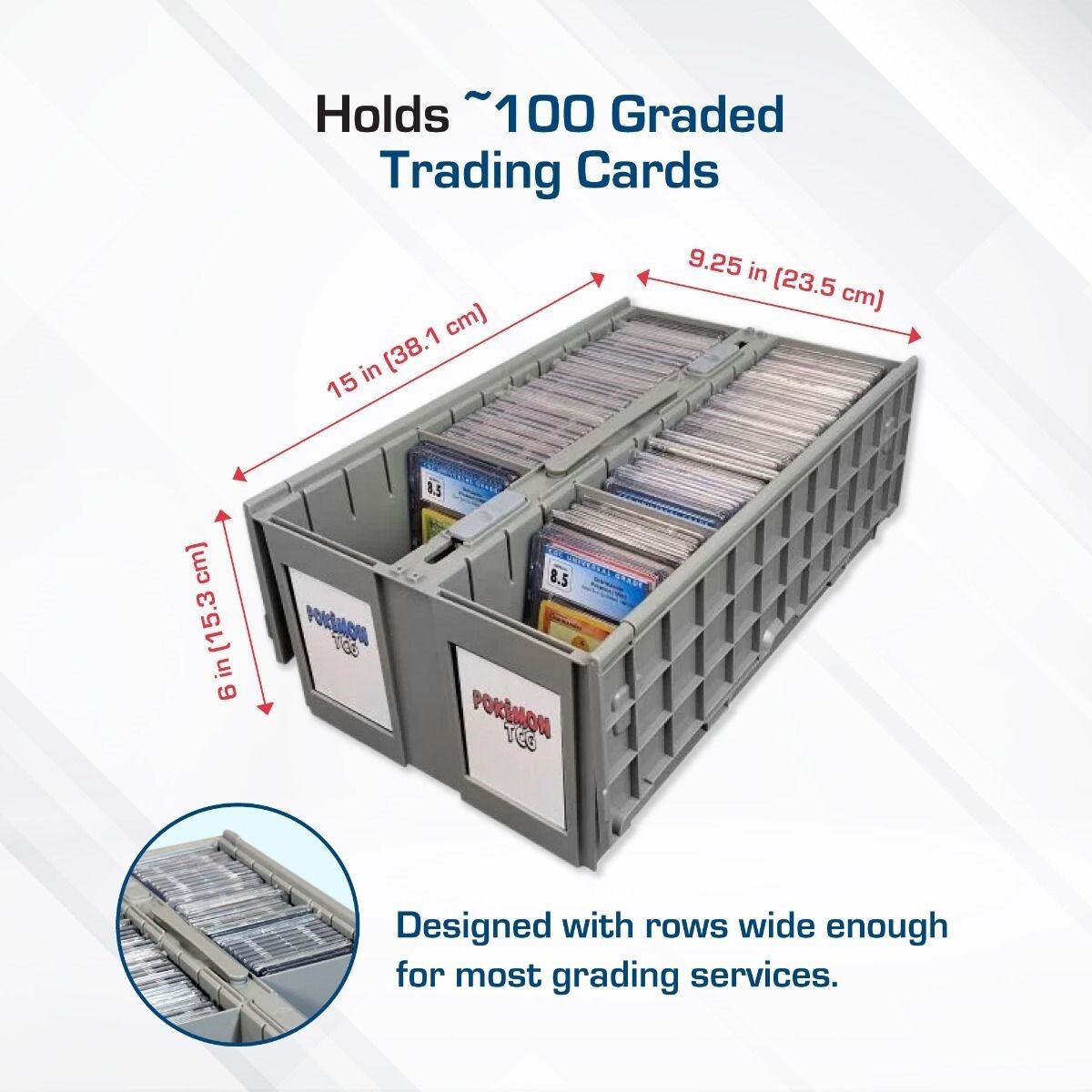 BCW Graded Card Bin 2 Row Gray Long Term Storage Box Hold PSA BGS SGC CSG Slabs