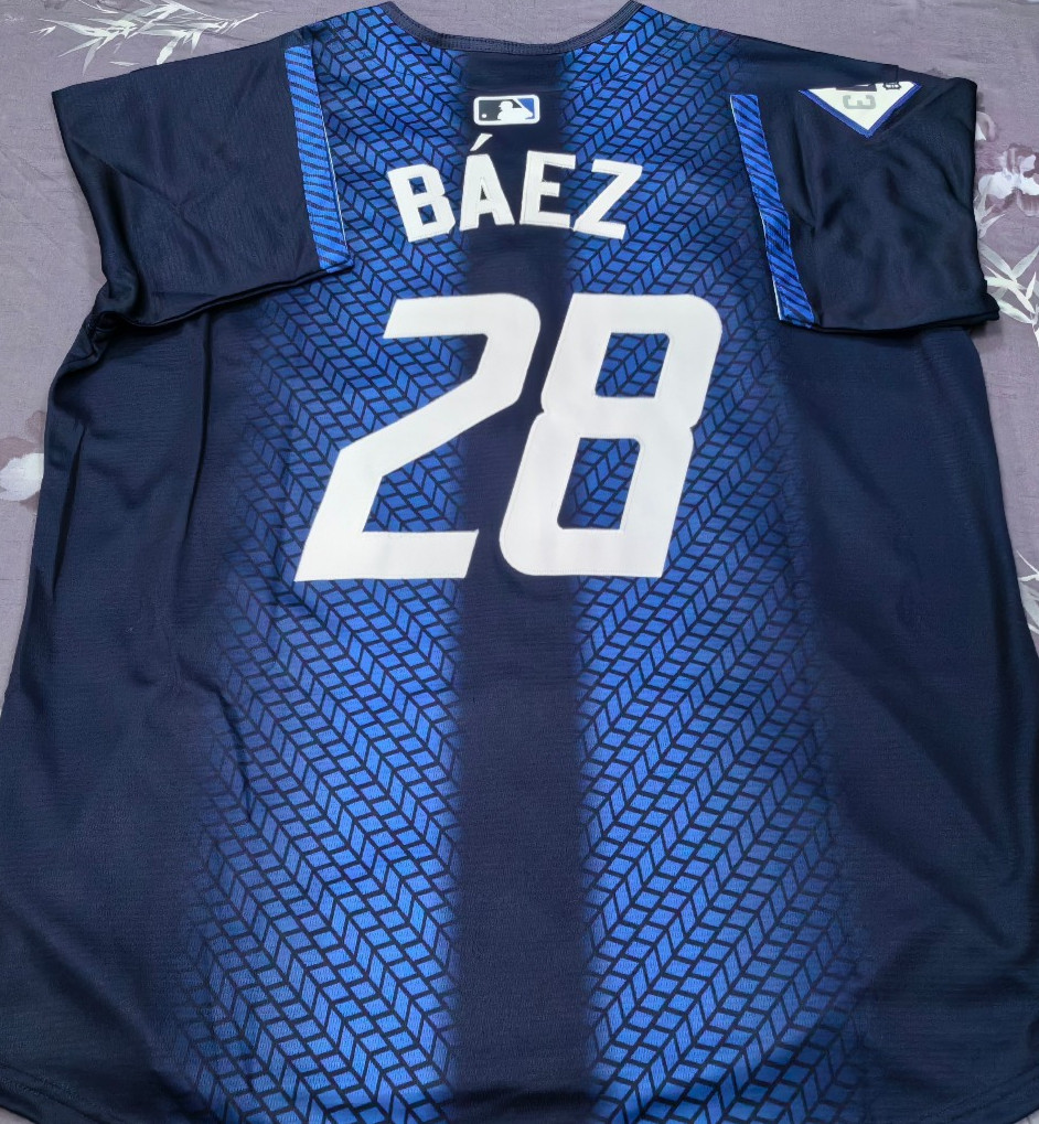 Javier Baez #28 Tigers City Navy Cool Base Sewn Stitched Jersey.