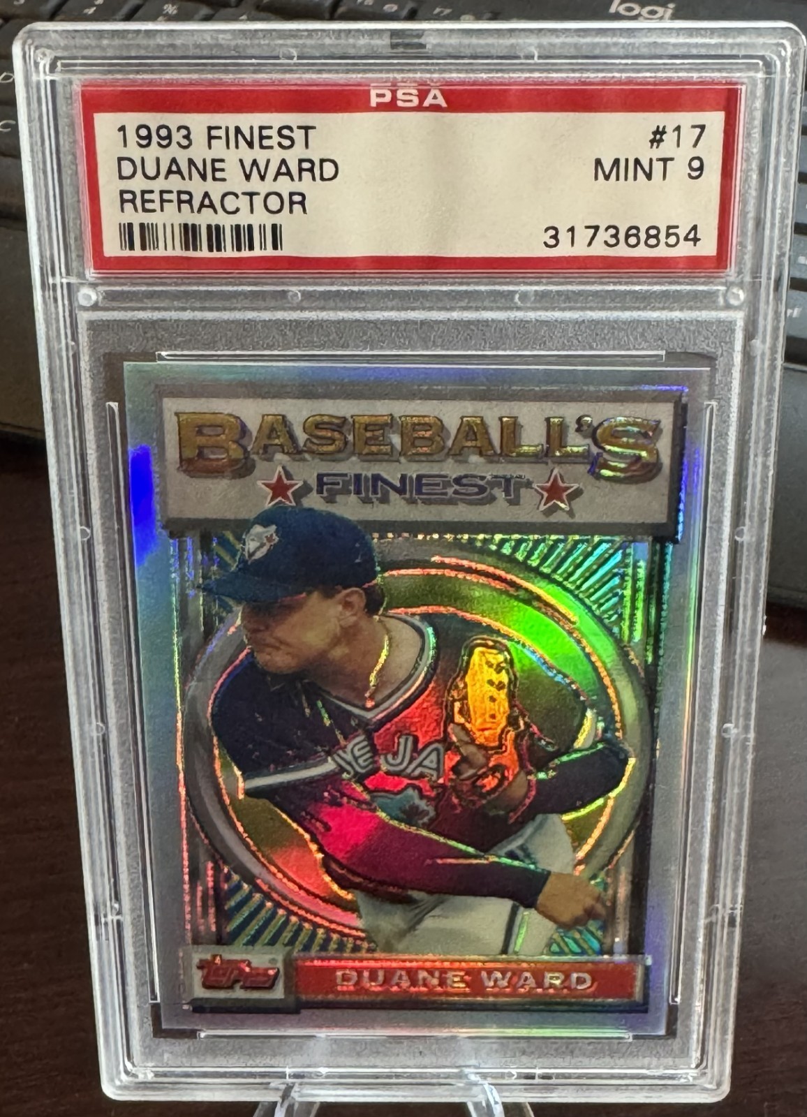 1993 DUANE WARD TOPPS FINEST REFRACTOR #17 PSA 9 BLUE JAYS POP 68 (854)