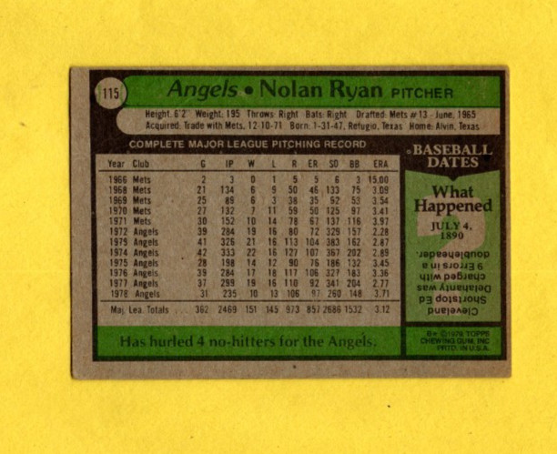 1979 Topps Nolan Ryan #115 California Angels G/VG FREE SHIPPING