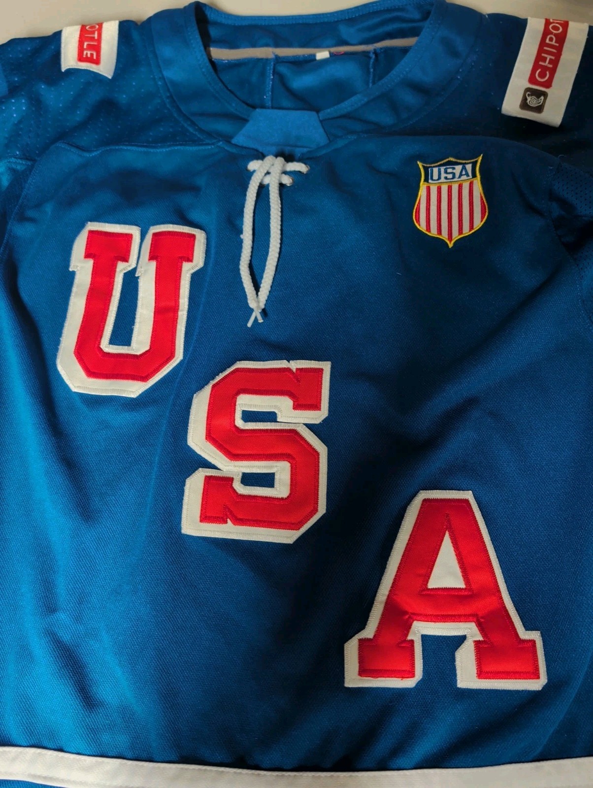 USA Hockey #1 Trey Augustine Jersey Sz adult L IIHF Authentic Team USA