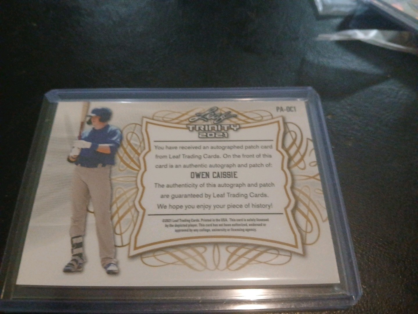 OWEN CAISSIE 2021 Leaf Trinity TEAL Patch Auto RC 26/99 RPA Sick Patch!