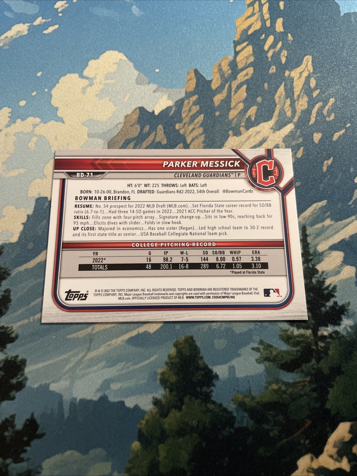 2022 Bowman Draft 1st Edition – Parker Messick #BD-71 (RC)