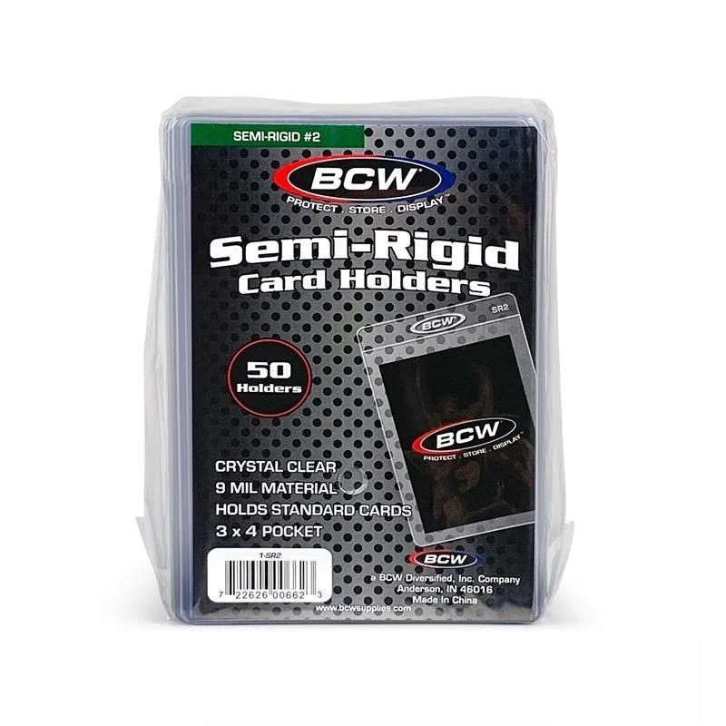 50 BCW Semi Rigid Card Holder #2 3 x 4 1/2 For Standard Cards Grading Submission