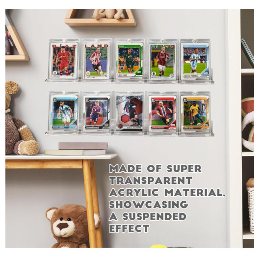6 Pack Sport Card Display Shelf for Wall – Hold up to 30 Trading Cards, Acrylic