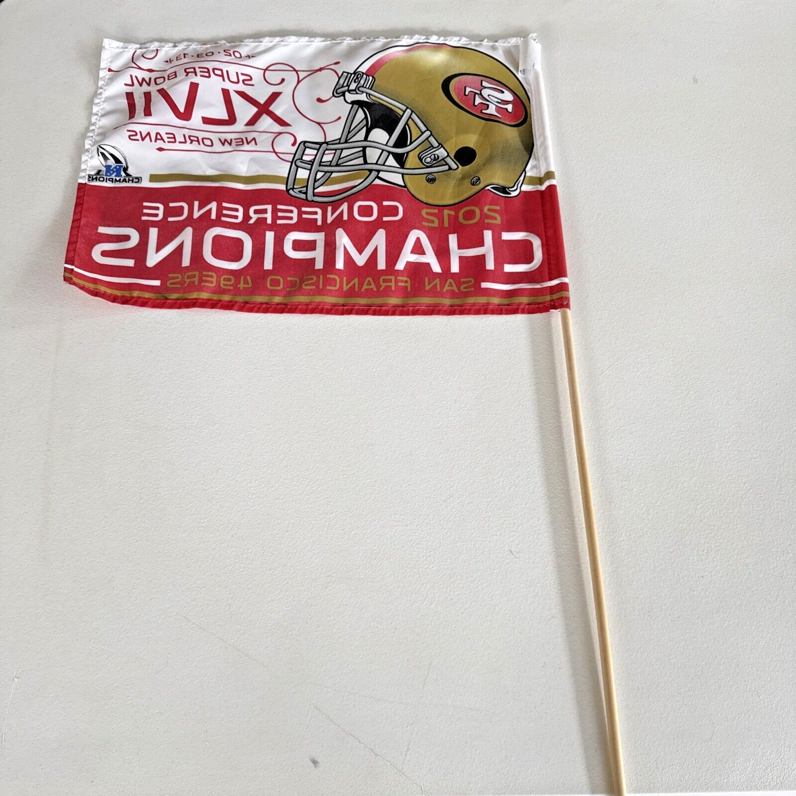NFL San Francisco 49ers Flag Super Bowl 47 XLVII 2/03/13 New Orleans 12”W x 17”L