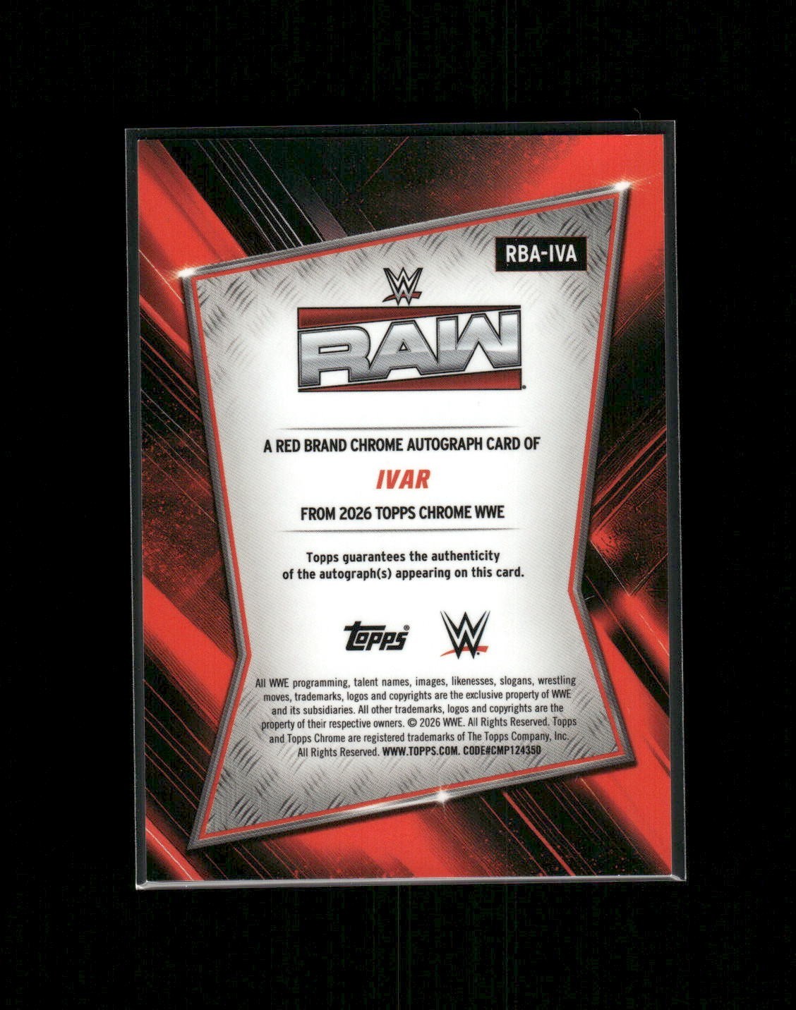 2026 Topps Chrome WWE Ivar #RBA-IVA Red Brand Autograph Green Refractor /99