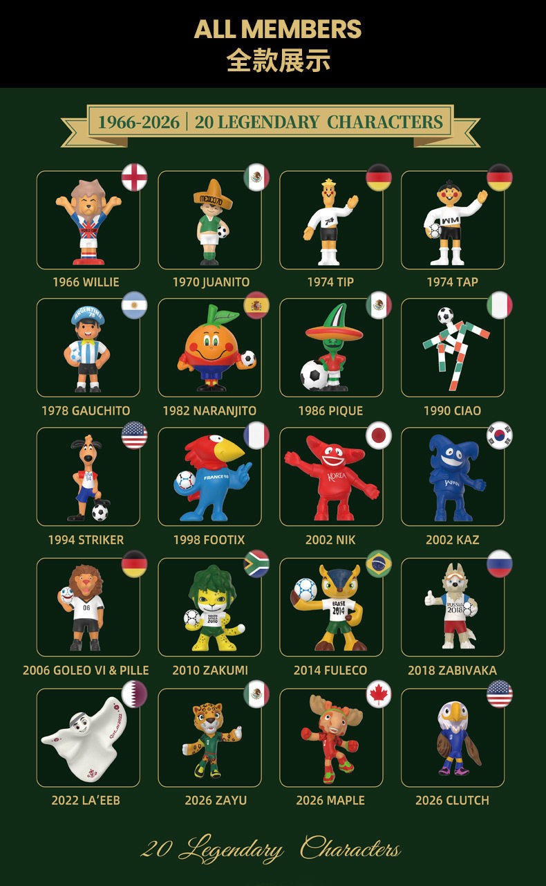FIFA2026 World Cup Mascots Gift Boxes Desktop Collection Ornaments Birthday Gift