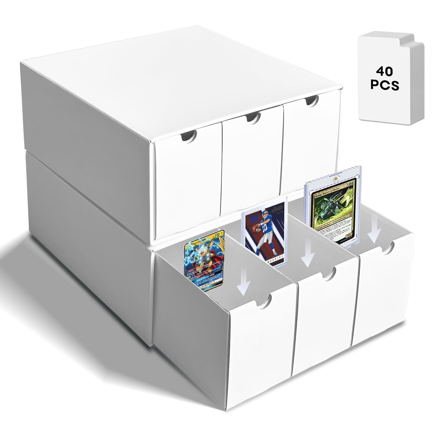 Trading Card Storage Box, Top Loaders Storage Box with 40 Dividers, Cardboard