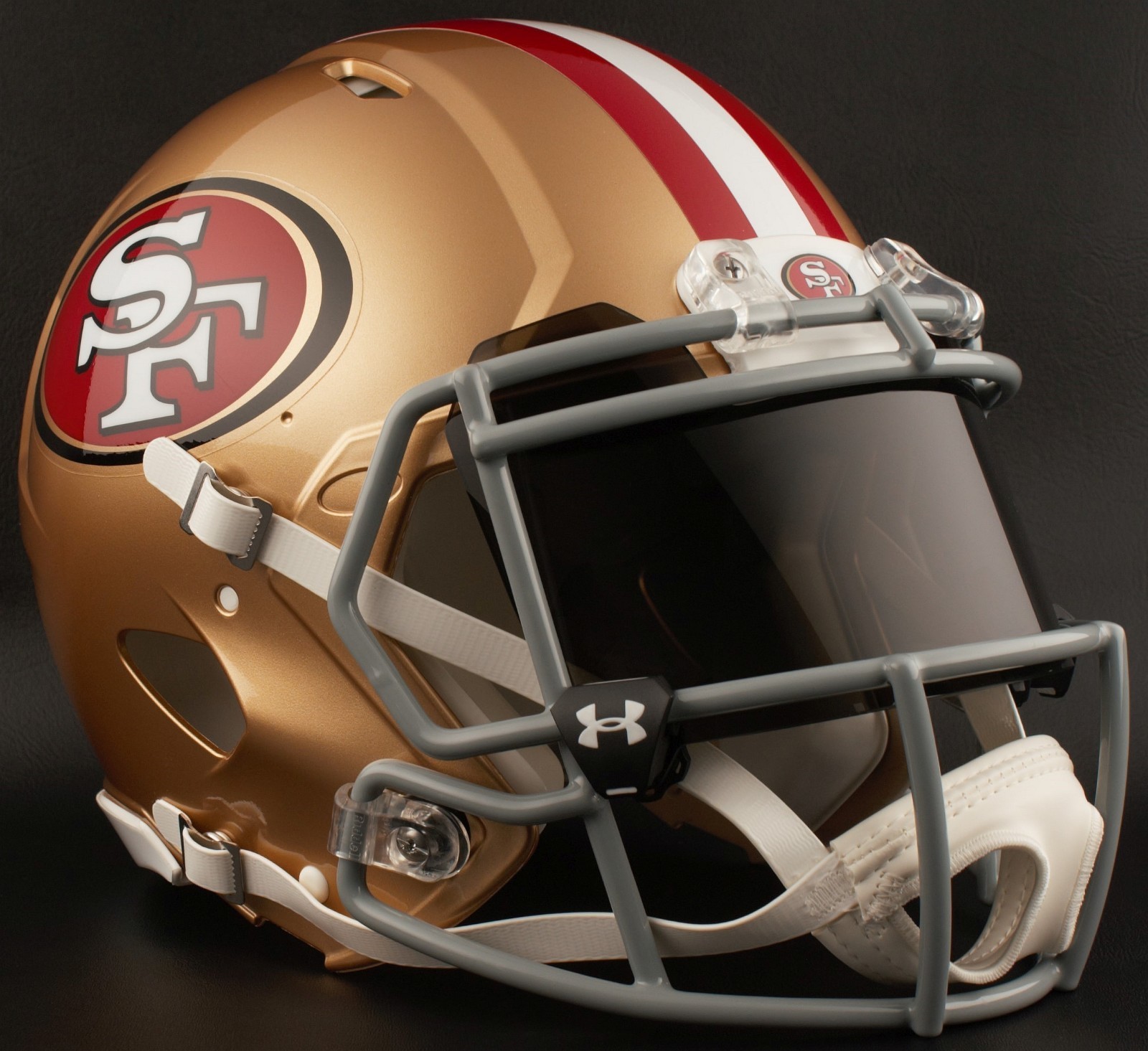 SAN FRANCISCO 49ers NFL Football Helmet with BLACK-TINT Visor / Eye Shield