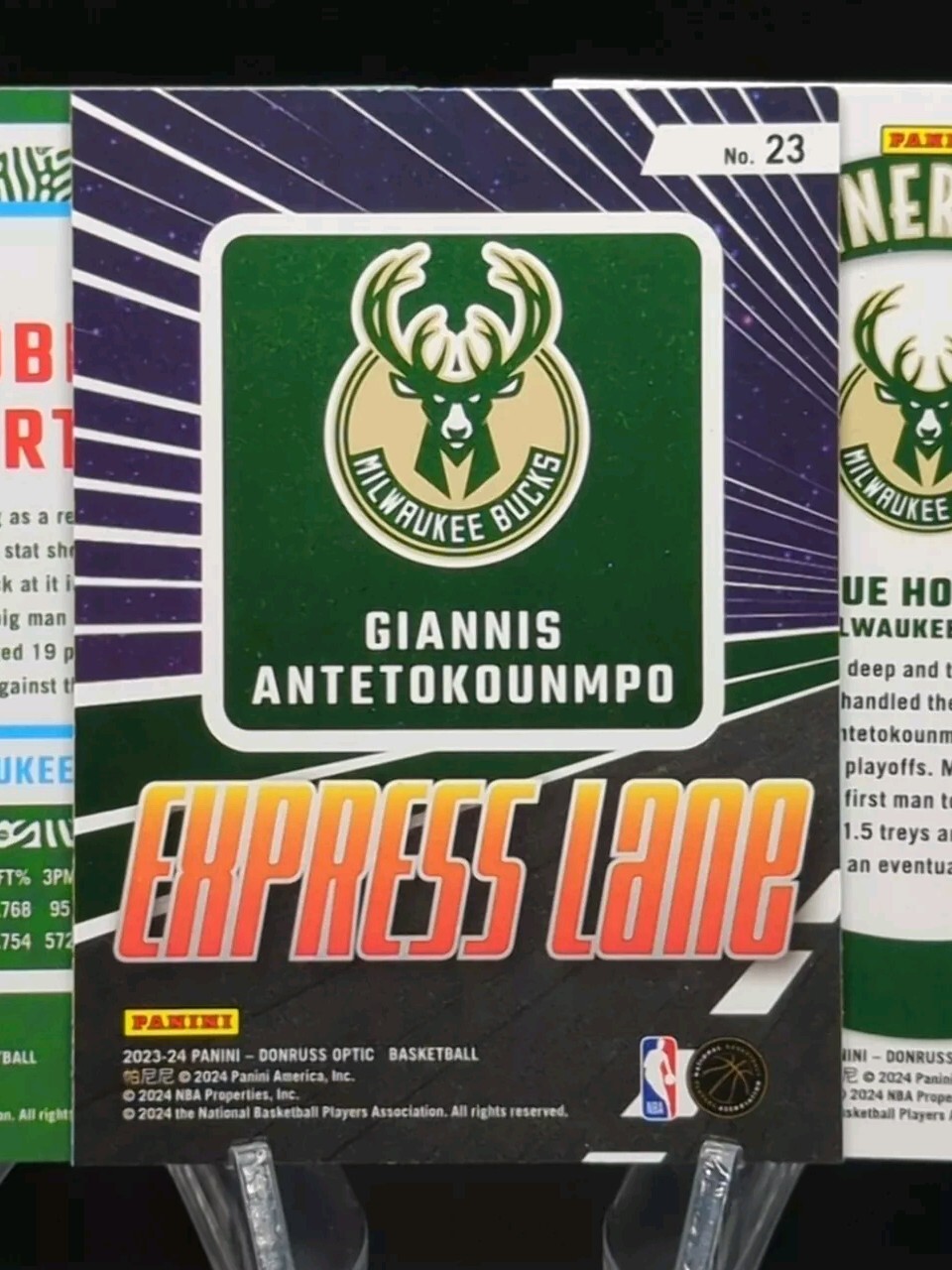 Giannis, Portis & Holiday 2023-24 Donruss Optic Purple Shock Parallel & Inserts