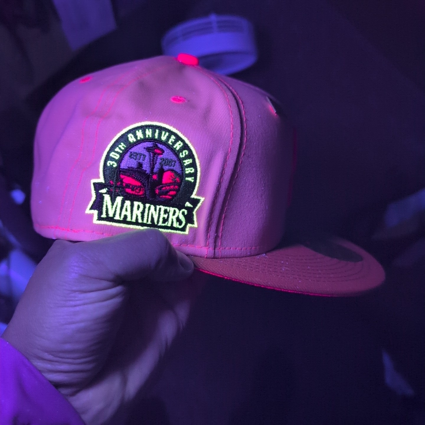 Seattle Mariners New Era 59Fifty Fitted Hat 7 3/8 30th Side Patch Pink Underbrim