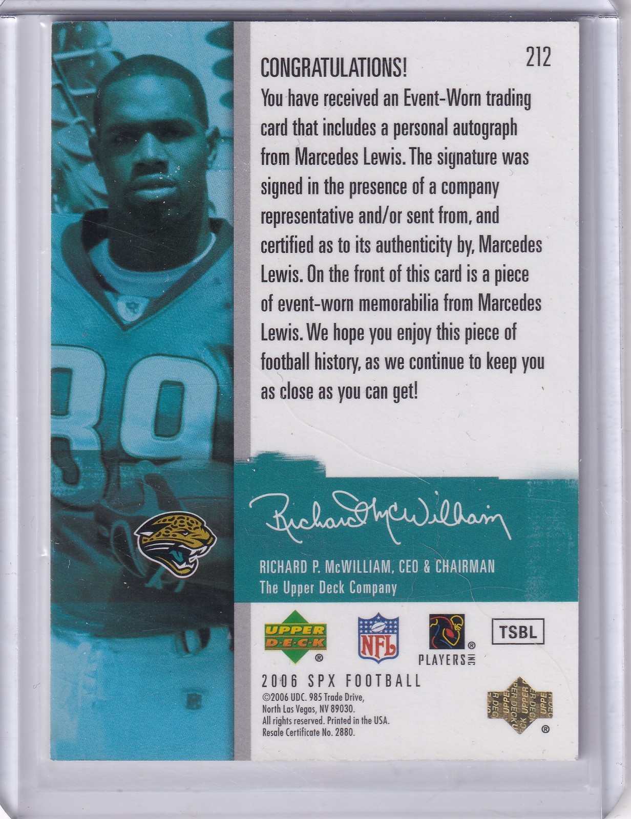 Marcedes Lewis 2006 Upper Deck Spx Gold Rpa Rc Auto (176/350)
