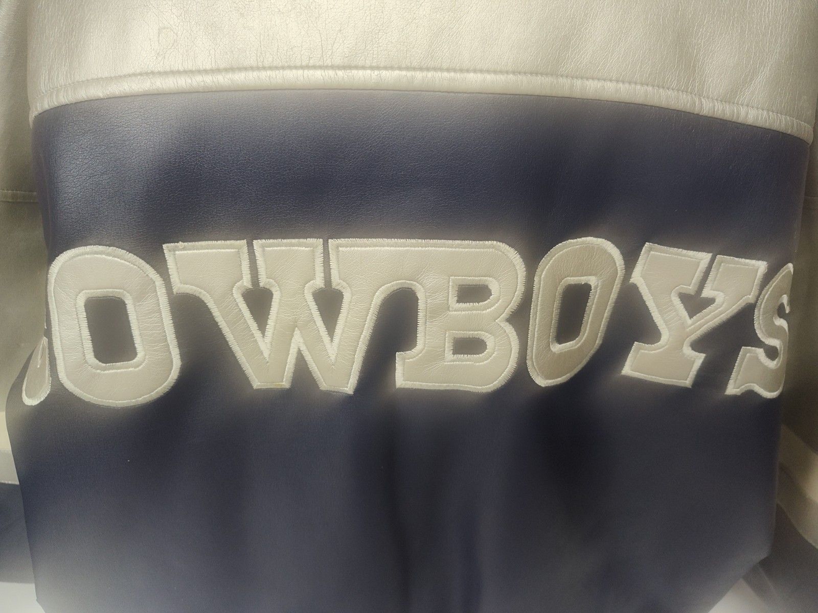 Vtg Dallas Cowboys Game Day Faux Leather Jacket Full Zip 100% Polyvinyl Chloride