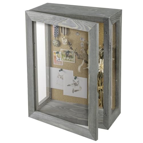 11×15 Deep Shadow Box Frame, Display Case Wall Mount for Picture, Grey