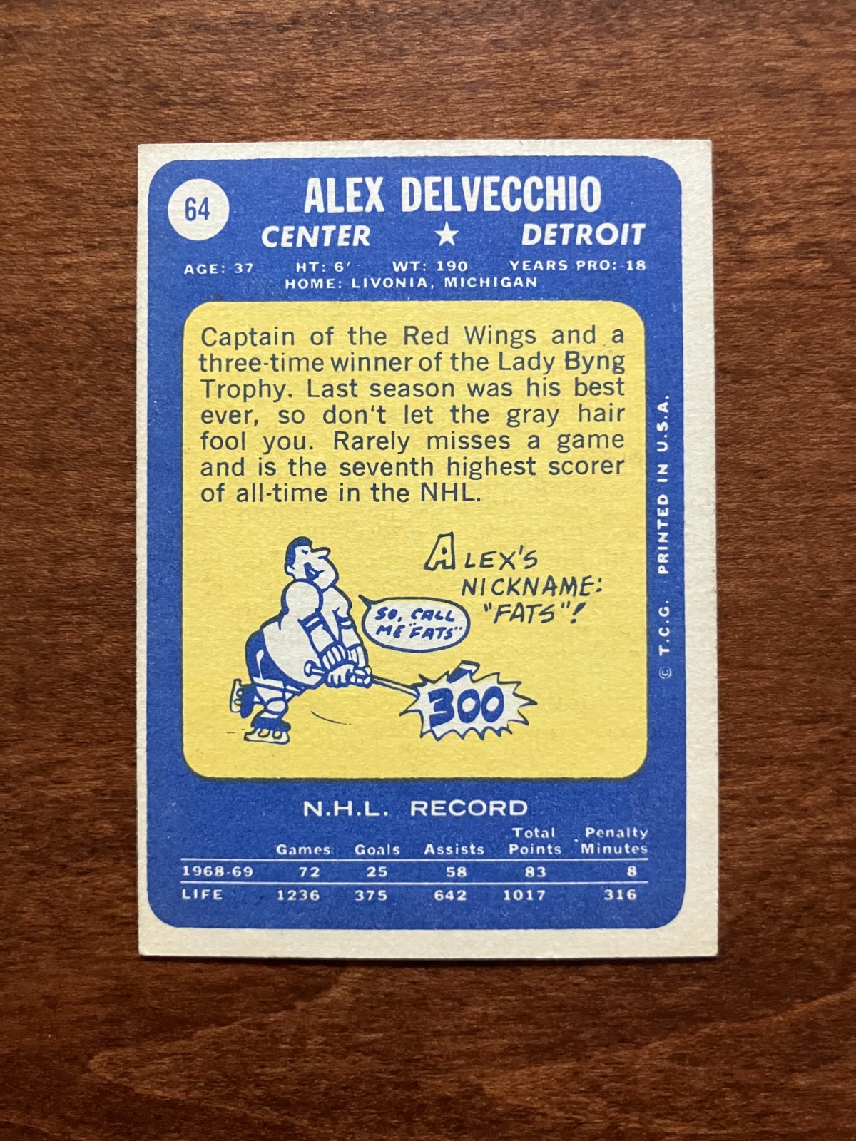 1969-70 Topps Hockey Set Break, #64 Alex Delvecchio (HOF), EX-EXMT