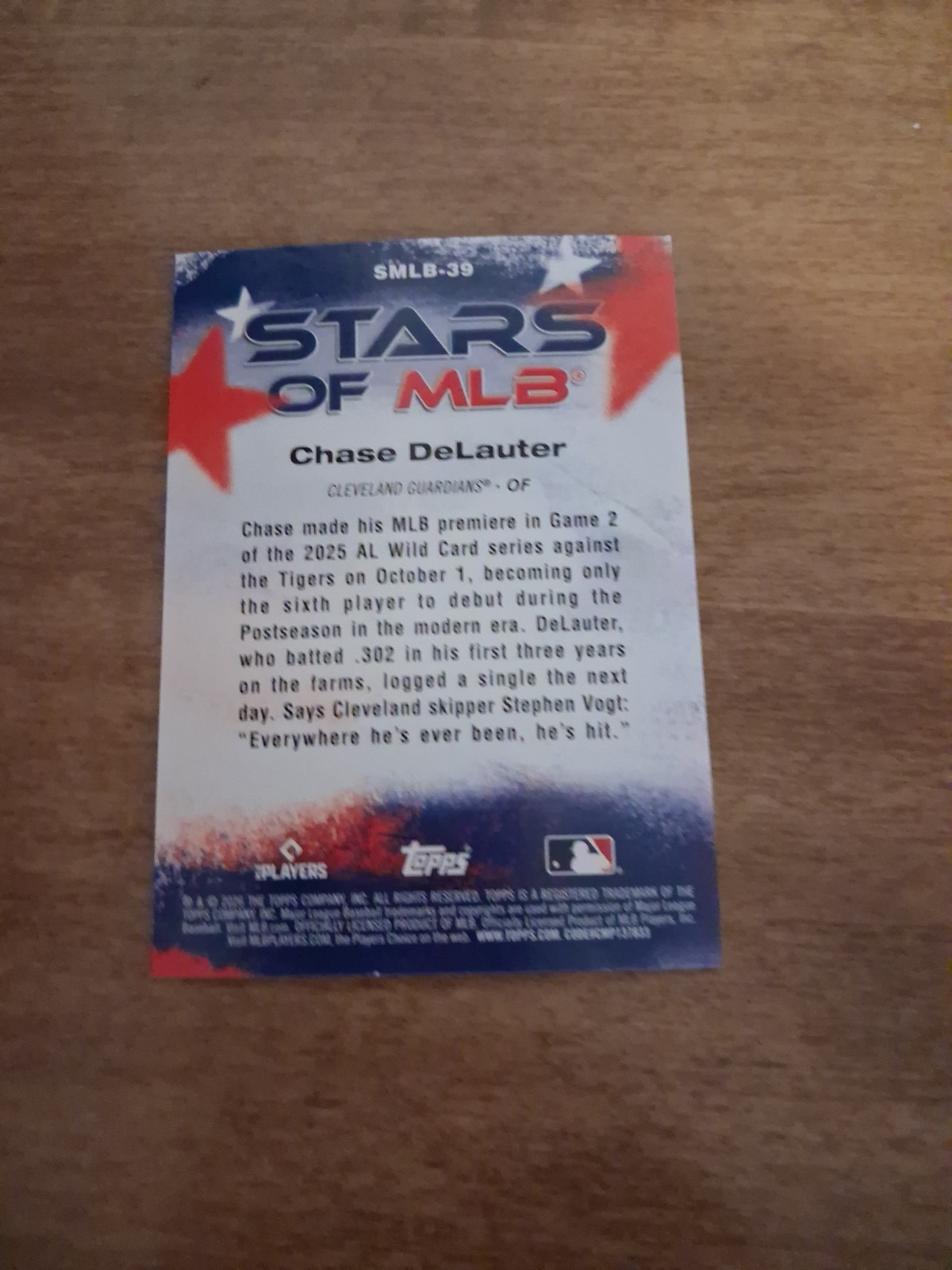 2026 Topps Series 2 – Chase DeLauter RC #SMLB-39 Stars of the MLB Guardians