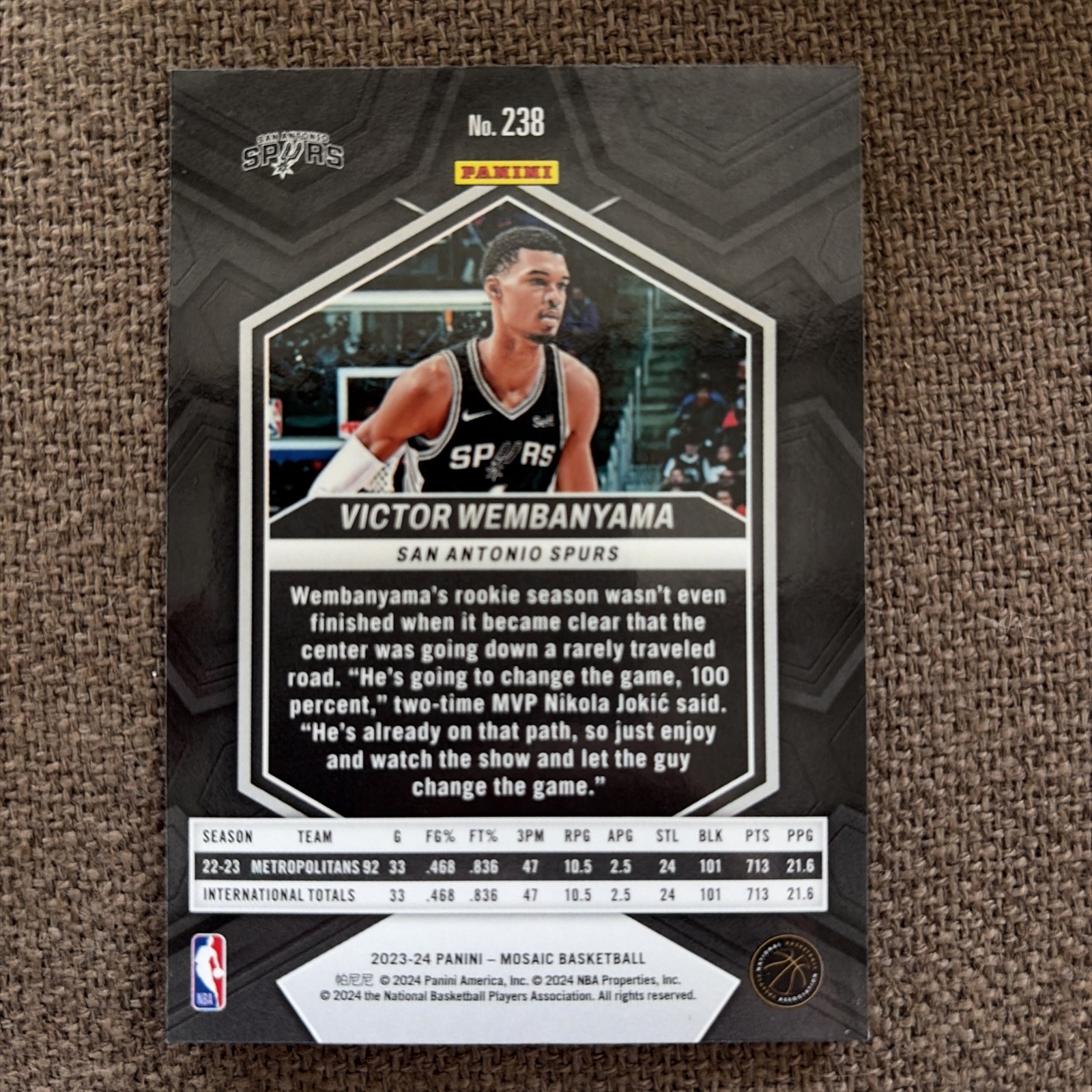 2023-24 Panini Mosaic Victor Wembanyama 238