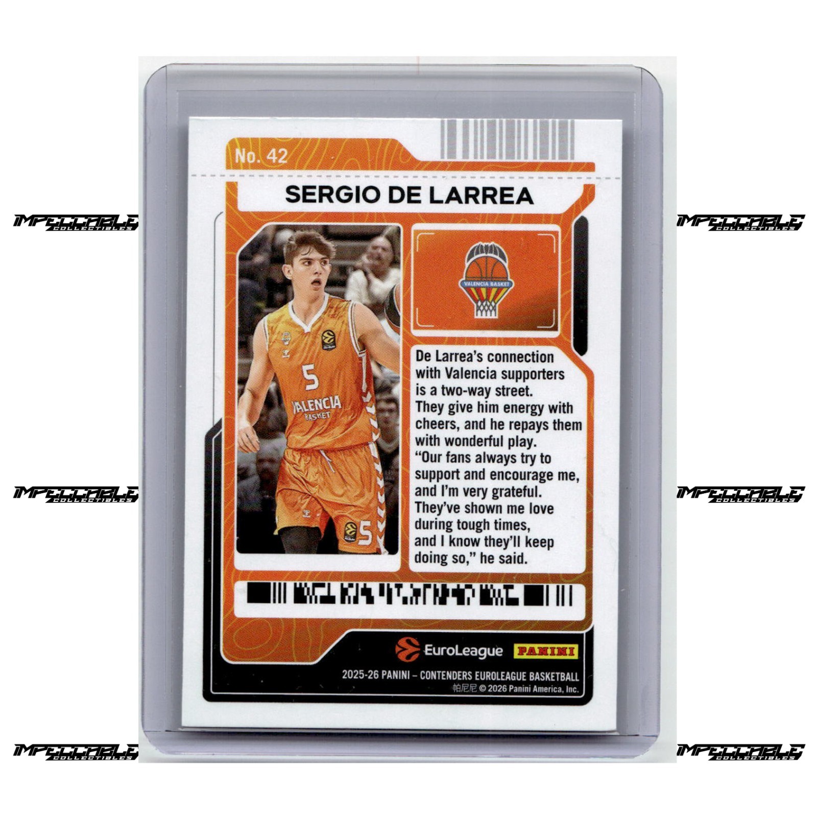 2025-26 Panini Contenders EuroLeague – #42 Sergio De Larrea Rookie SP