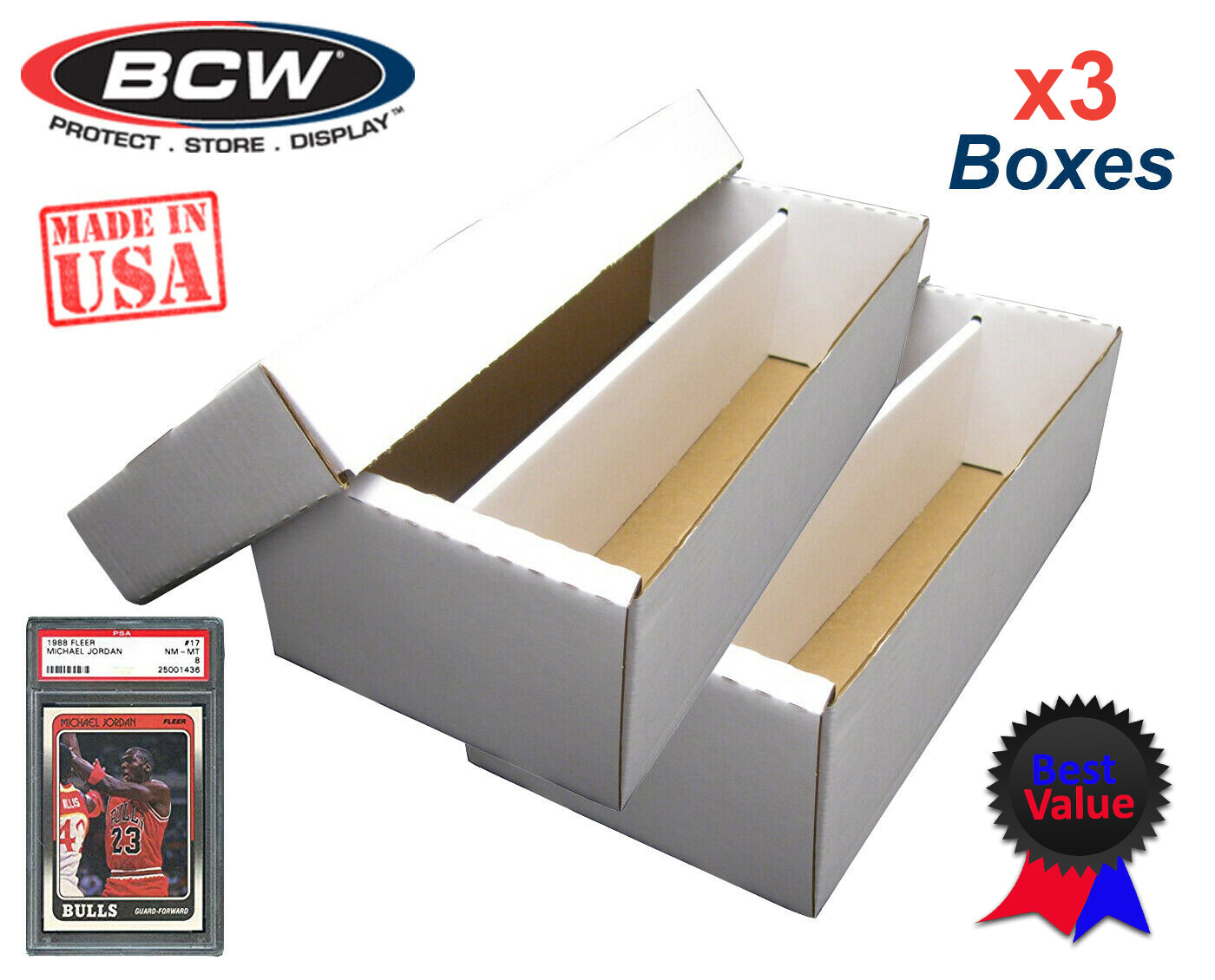 3 BCW Graded Card Shoe Storage Boxes 2 Row PSA Beckett Sport Topload / Certified