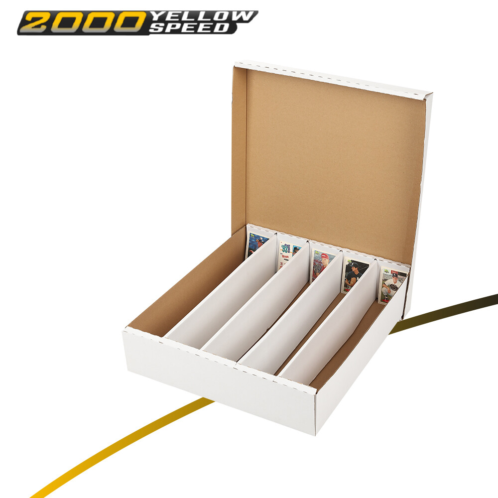 (1) 5000 COUNT 5 ROW HALF LID TRADING CARD CARDBOARD STORAGE BOX HOLDER