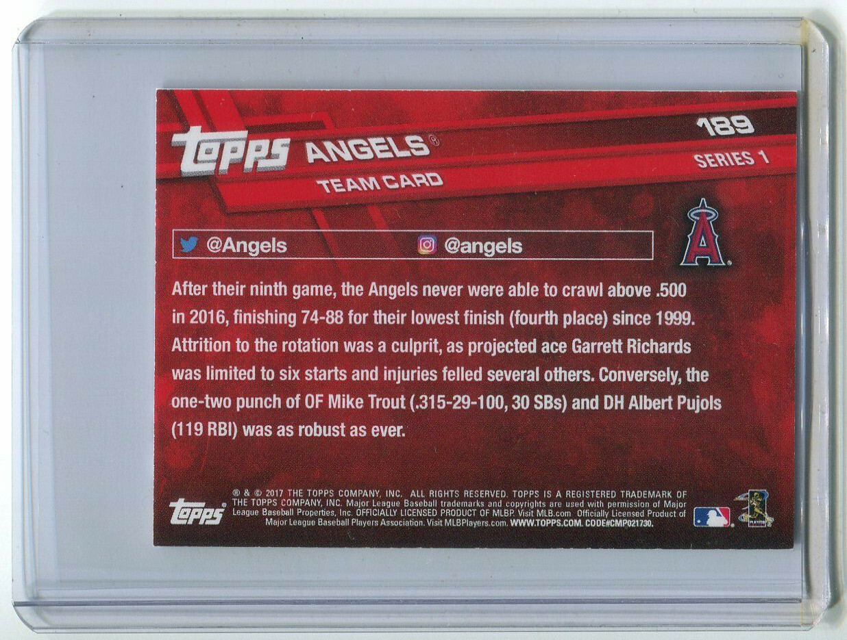 2017 Topps Mini GOLD Los Angeles Angels Team / Albert Pujols / Mike Trout 1/1