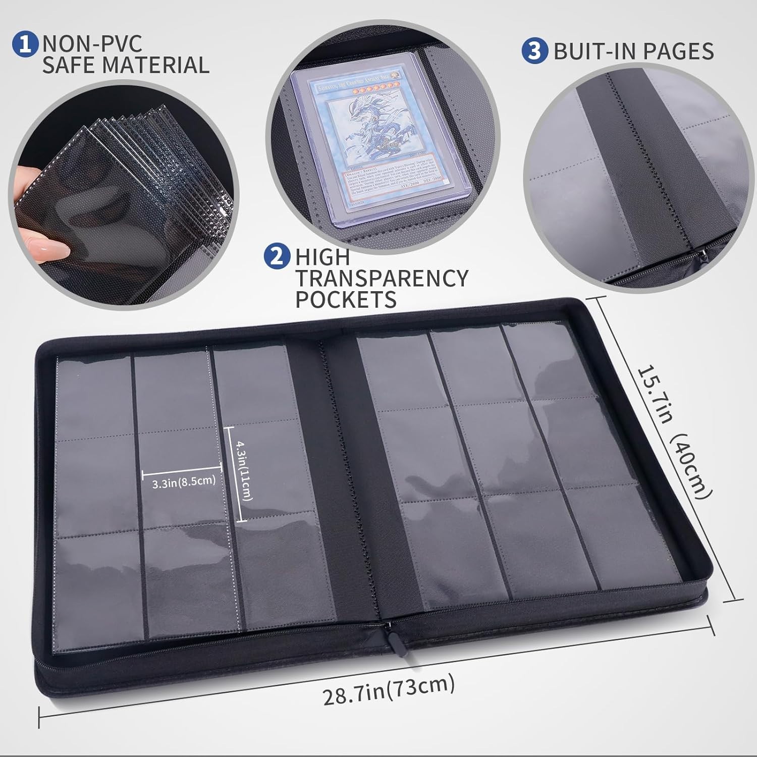 Toploader Binder, Holds 324 Toploaders, 9 Pockets, Top Loader Binder for Cards S