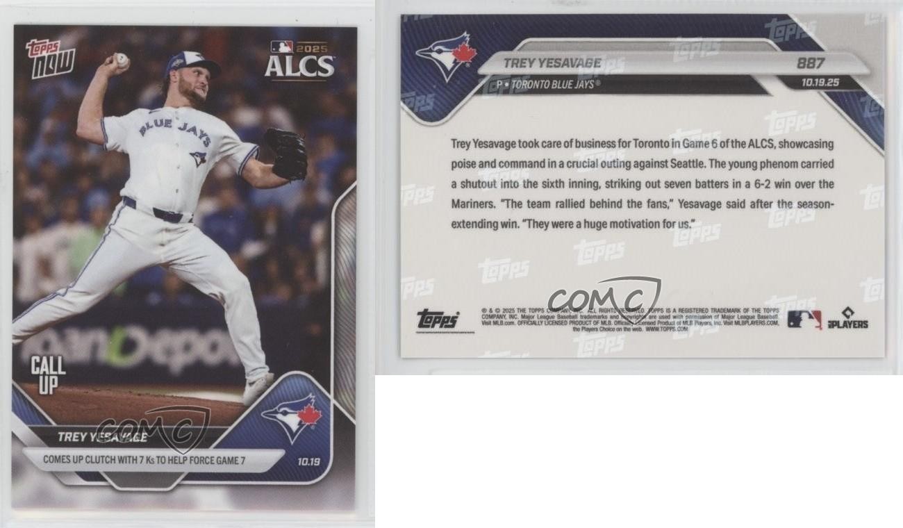 2025 Topps Now ALCS /1573 Trey Yesavage #887 1sr2