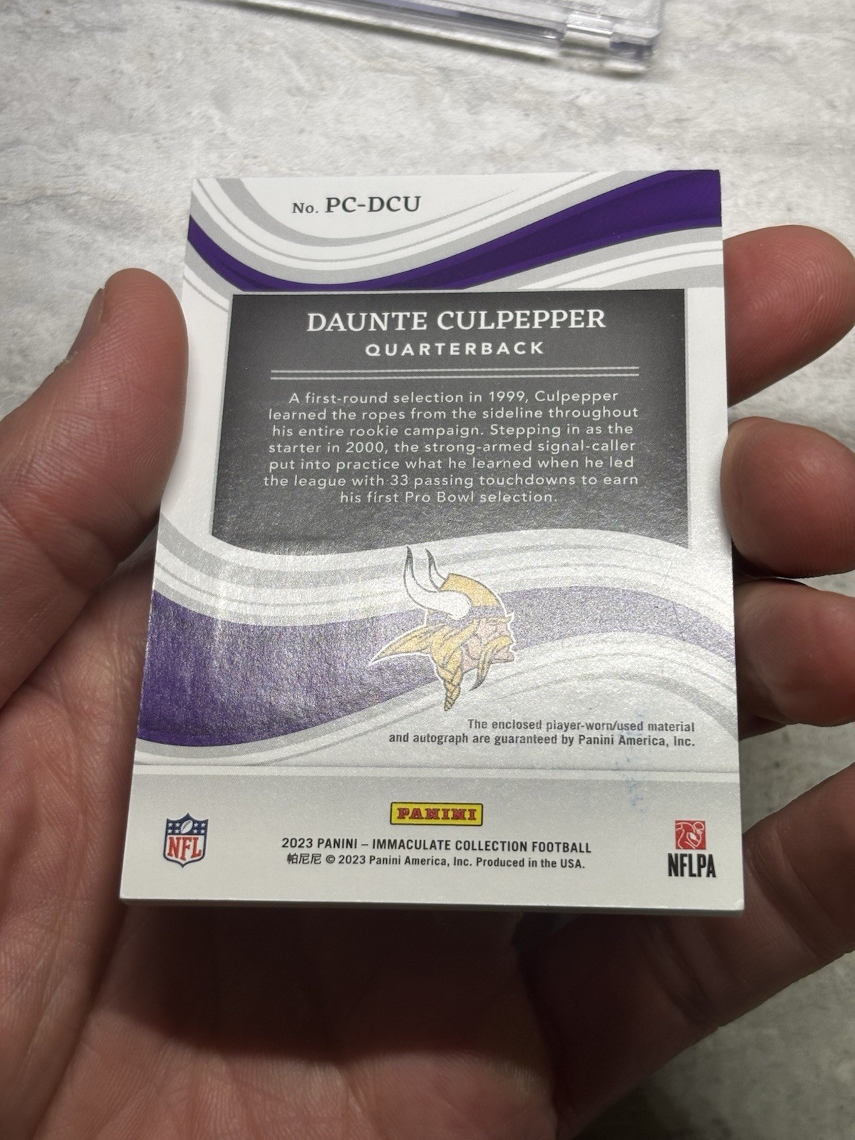 2023 Immaculate ONE OF ONE 1/1 NFL SHIELD NIKE LOGO PATCH Daunte Culpepper AUTO